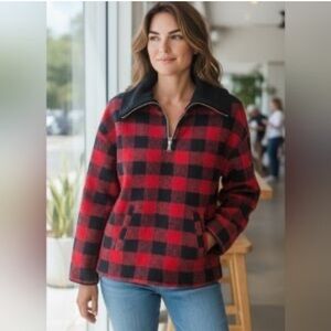 Rachel Zoe Red and Black Plaid Sweater